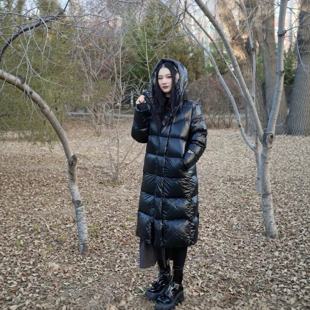 Popular direct supply long goose down jacket couple black new couple leave-in down jacket winter warm thickened jacket