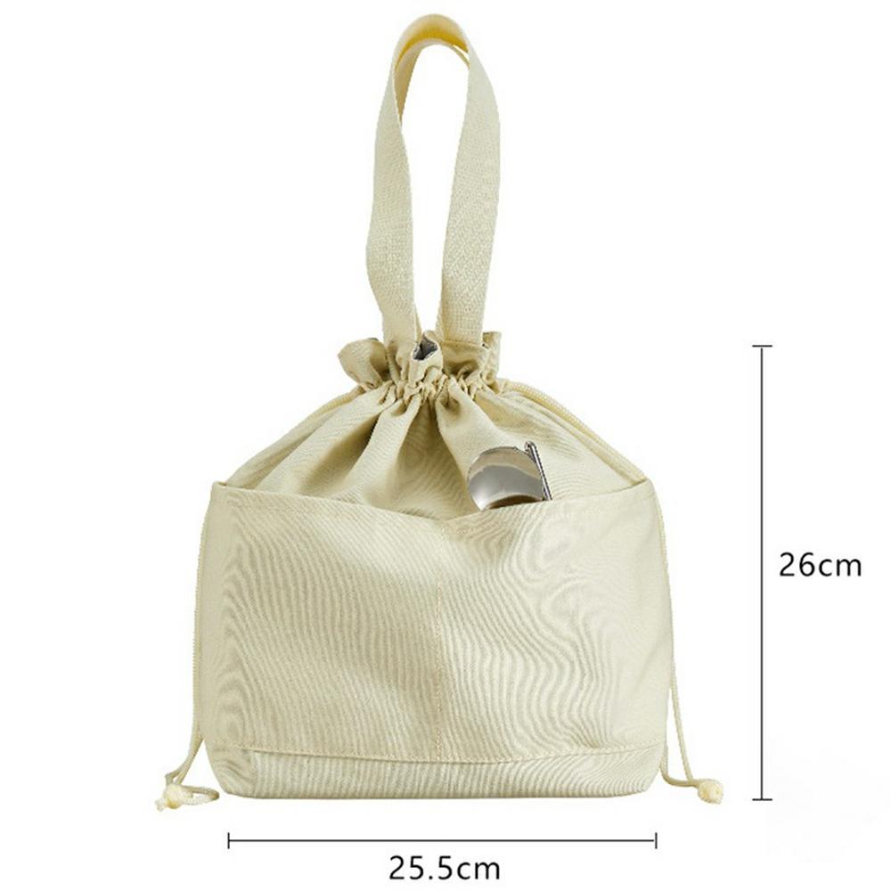 Canvas Lunch Bag Drawstring Insulated Tote for Work Picnic Portable Meal Container Carrier