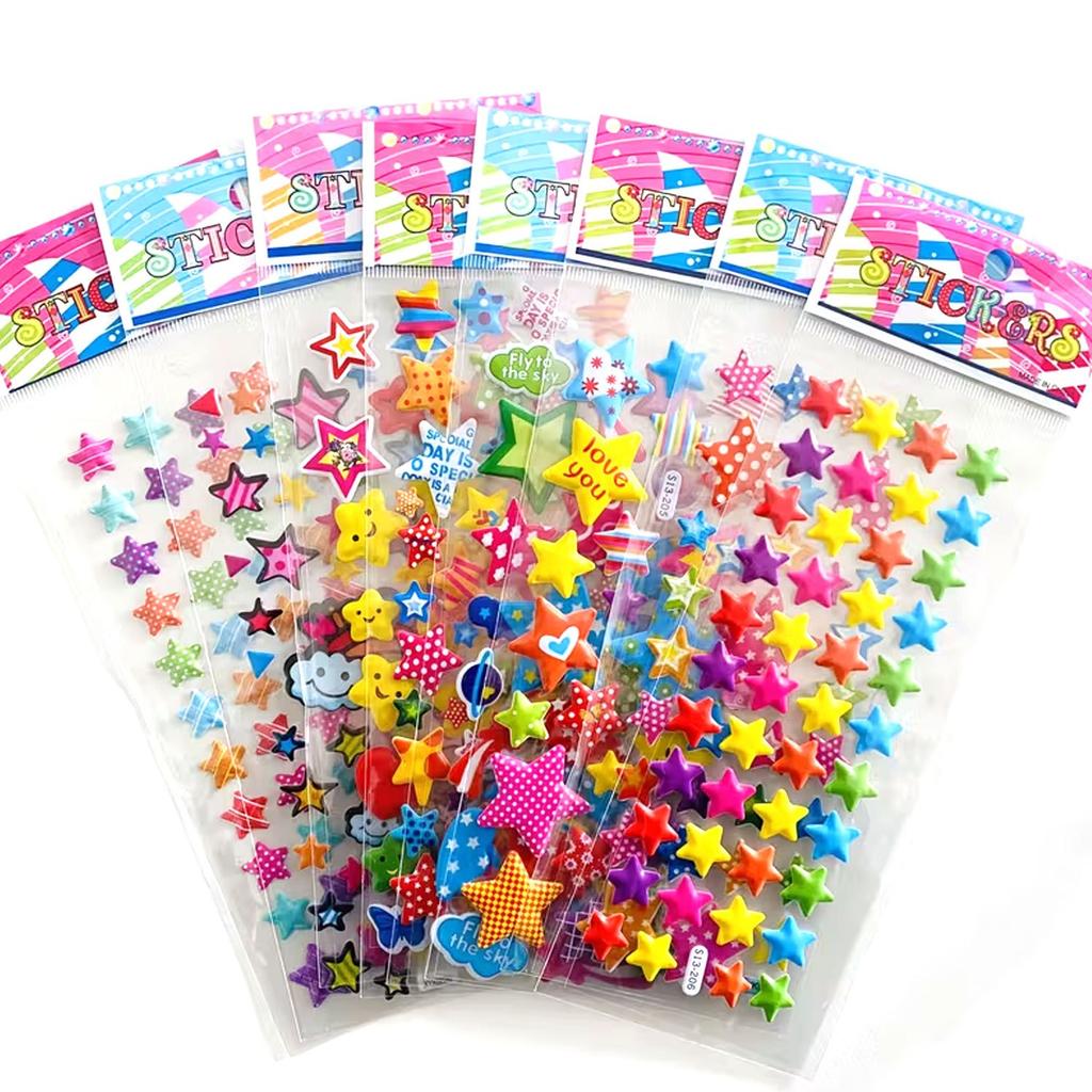 10PCS 3D Star Bubble Stickers - Reward Decals for Scrapbooking, School/Office Sealing Sticker Decor ZSY
