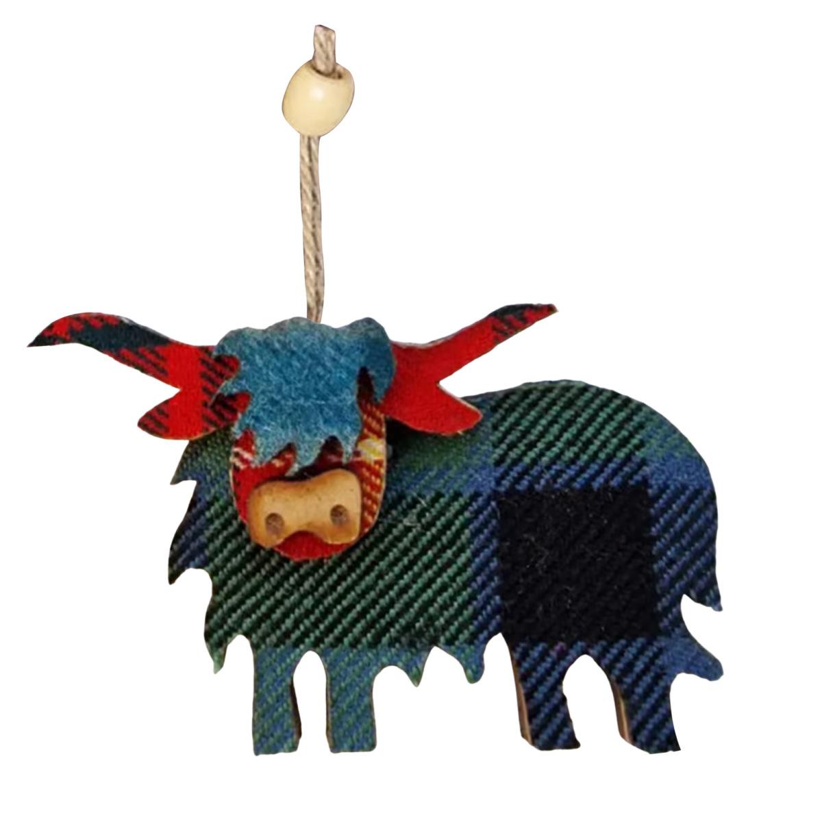 

Yousheng Деревянное украшение в виде коровы в стиле Хайленд, деревенское подвесное украшение в виде коровы в стиле Хайленд, шотландское украшение в виде коровы для дерева, подарок любителям животных красный