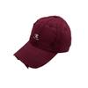 Old ripped burgundy baseball cap retro letter embroidery soft top cap trendy brand street versatile shade