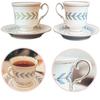 Conjunto de xícaras de chá de porcelana vintage osso requintado padrão de flor de cerâmica xícara de café com prato branco decoração de mesa de jantar para uso doméstico