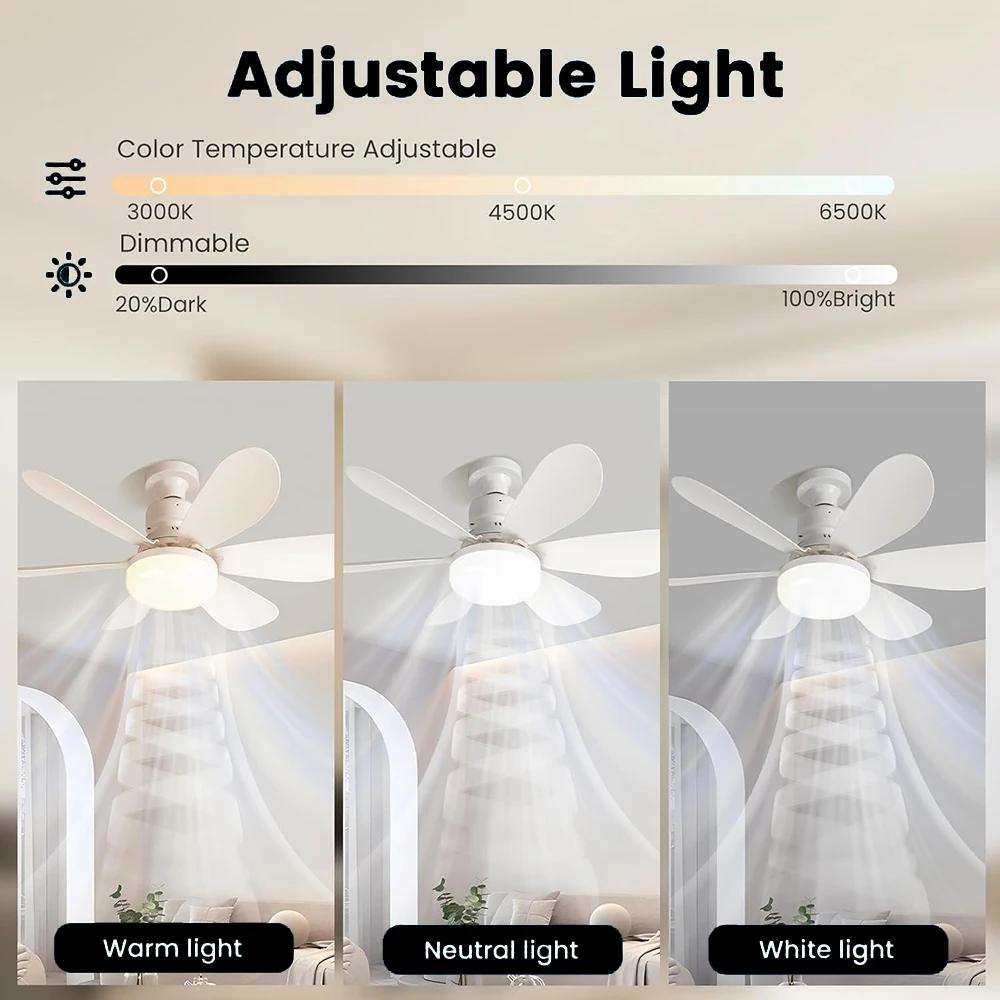 Modern Ceiling Fan Light Dimmable Fan and Light Combo Ceiling Fans with Bulb Lights and Remote Controler for Indoor Decoration