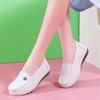 Fashion New Women Flat Genuine Leather Nurse Shoes Casual White Wedge Soft Bottom Slip On Moccasins Comfortable Hollow Out Work Shoes