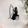 1pc Iron Harpist Wall Art, Rustproof Metal Sculpture for Living Room Garden Fence, Music Lover Gift, New Year Valentine Indoor Outdoor Decor