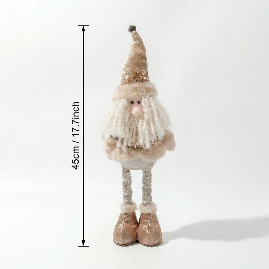 Nordic Santa Claus, Snowman, and Reindeer Figurines with Golden Sequin Retractable Ornaments