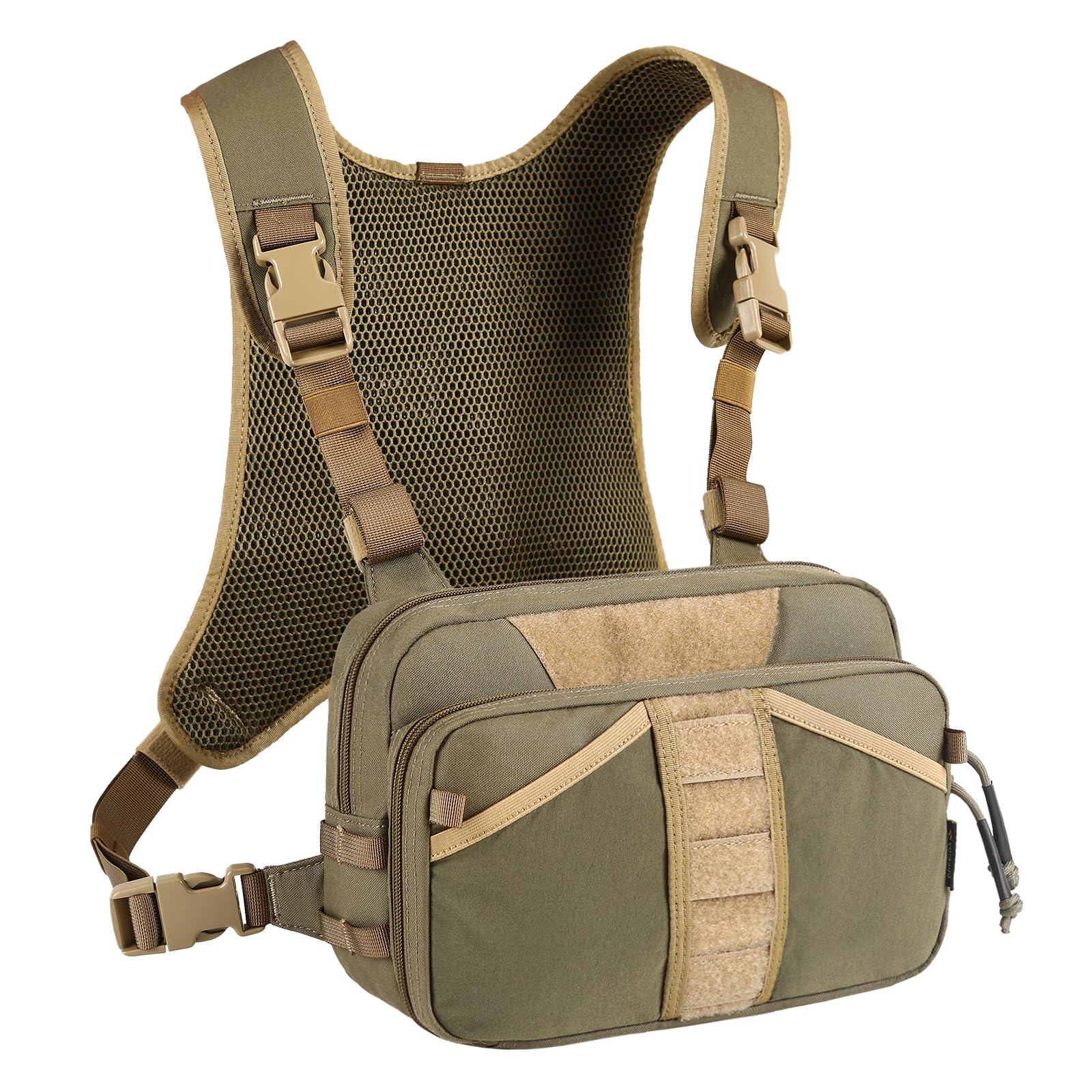 

VOTAGOO GEAR Fishing Vest, Fishing Bag, Multifunctional Chest Pack (JP, Alphabet, Free Size, GREEN)