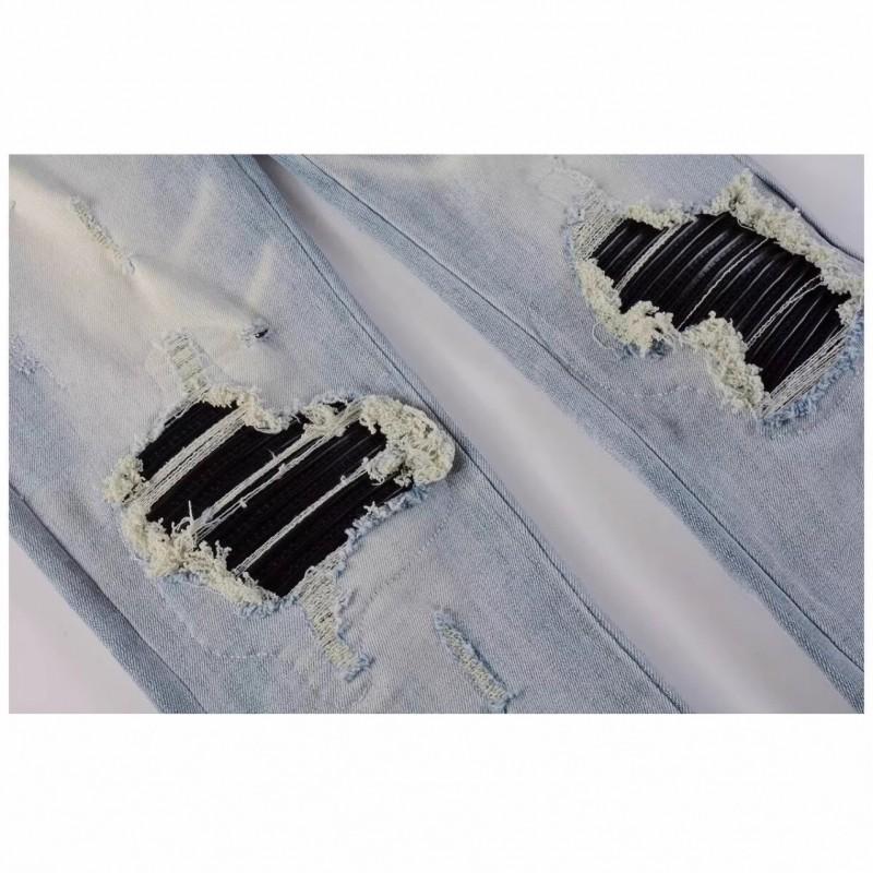 Jeans Denim da Uomo Retro Slim Straight Fit Pantaloni Casual in Misto Cotone Stile Vintage