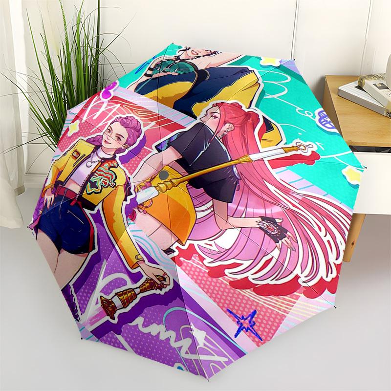 

1pc Outdoor Umbrella with Anime Characters - Automatic Opening/Closing, Portable 3-Fold Design, 8-Rib Iron Frame, Perfect Gift for Fans, Traveler