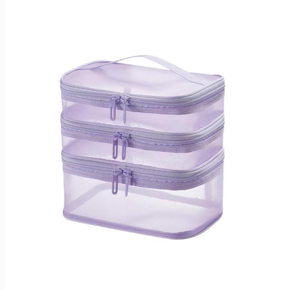 Transparent Mesh Travel Cosmetic Bag Large Capacity Storage Makeup Organizer Bag 2/3 layer Toiletry Bag Cosmetic Storage