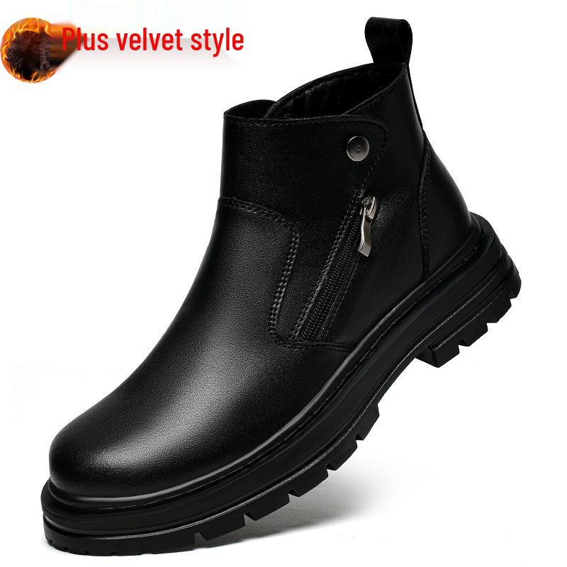 Men's Genuine Leather Plus Size Martin Boots 45-50, High-Top Yellow Chelsea Boots