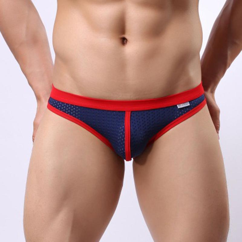 Men's Low Rise Contrast Color Briefs Sporty Athletic Mesh Quick-Dry Breathable Underpants