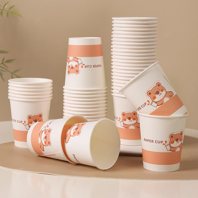 100 Thickened Disposable Paper Cups for Hot & Cold Drinks - Ideal for Home, Commercial Use, Milk Tea, Picnic, and Camping