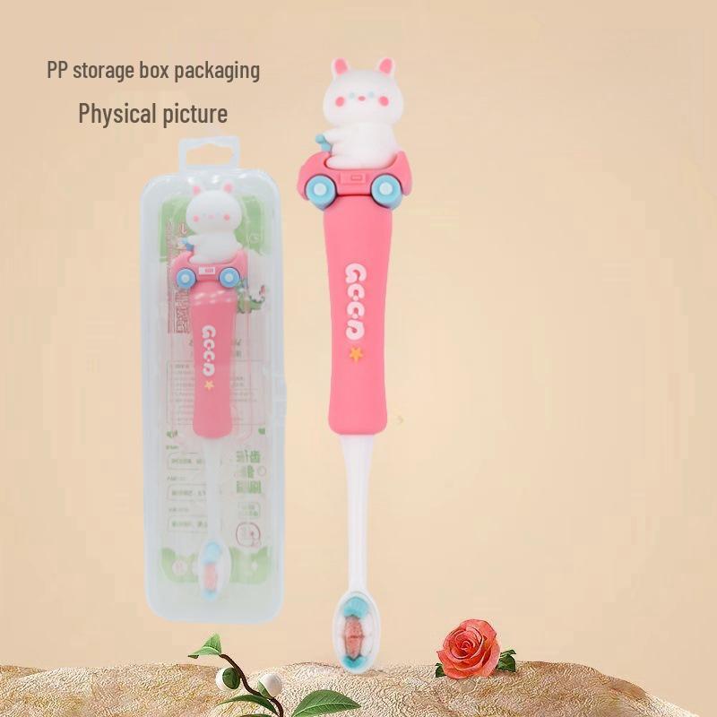 Children's Cartoon Dinosaur Toothbrush, Ages 3-12, with Cute Non-slip Handle & Soft Bristles for Gentle Oral Care