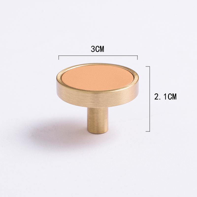 Nordic Style Simple PU Leather + Brass Door Drawer Double Hole Cabinet Handle Kitchen Cupboard Door Pulls Furniture Handle