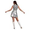 Womens Disco Sleeveless Back Invisible Zipper Printed Bodice Side Slit Metallic Dress