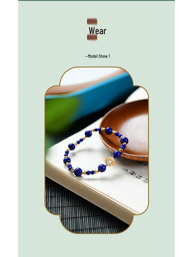 Chinese Style Lapis Lazuli 925 Silver Vajra Bracelet