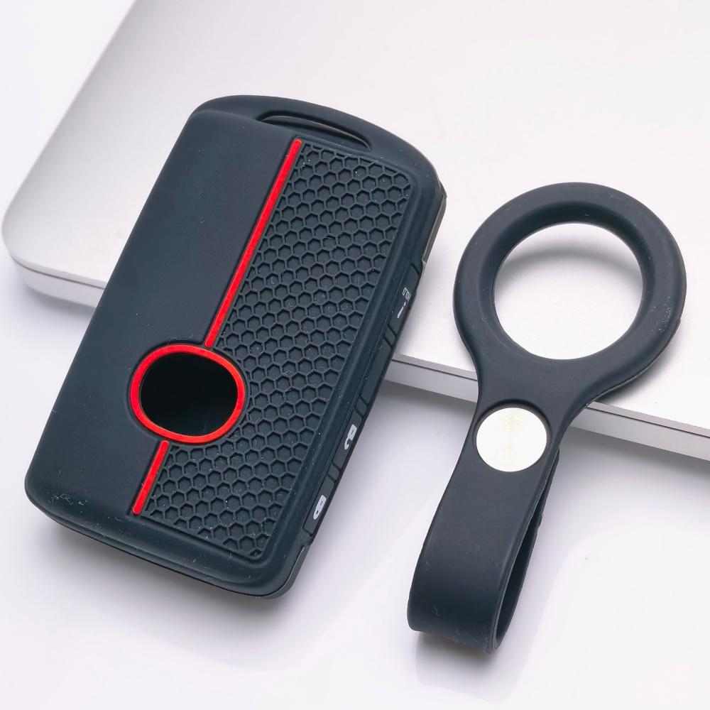Silicone Key Fob Cover Compatible with Mazda 3 6 CX3 CX5 CX9 MX5 Miata Smart Key with 3 Buttons Lock Unlock and Hold Panic Function Soft Protective