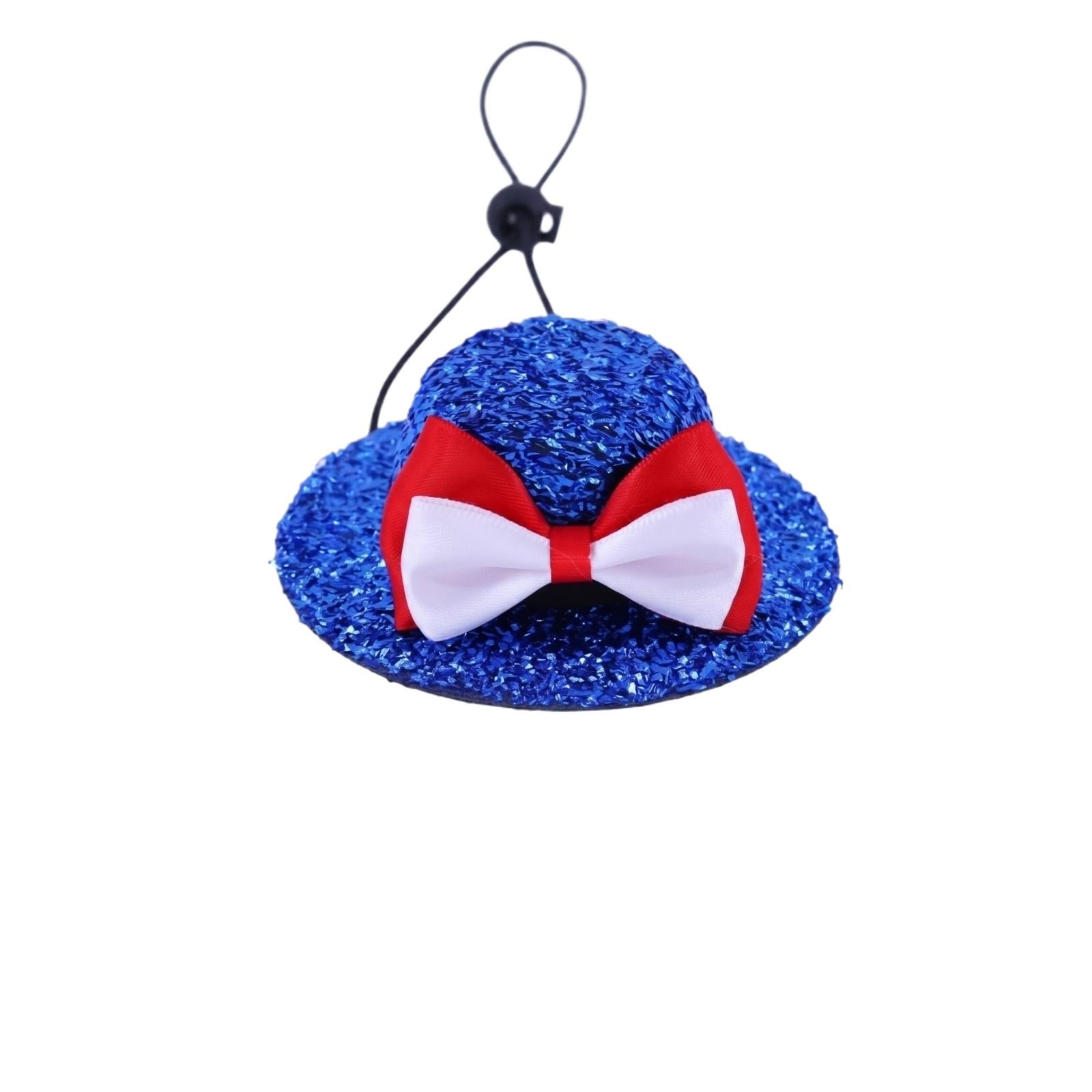 

Small Sequined Pet Hat with Adjustable Elastic Strap and Decorative Bow Tie Suitable for Holiday and Party Celebrations on Dogs and Cats One Size