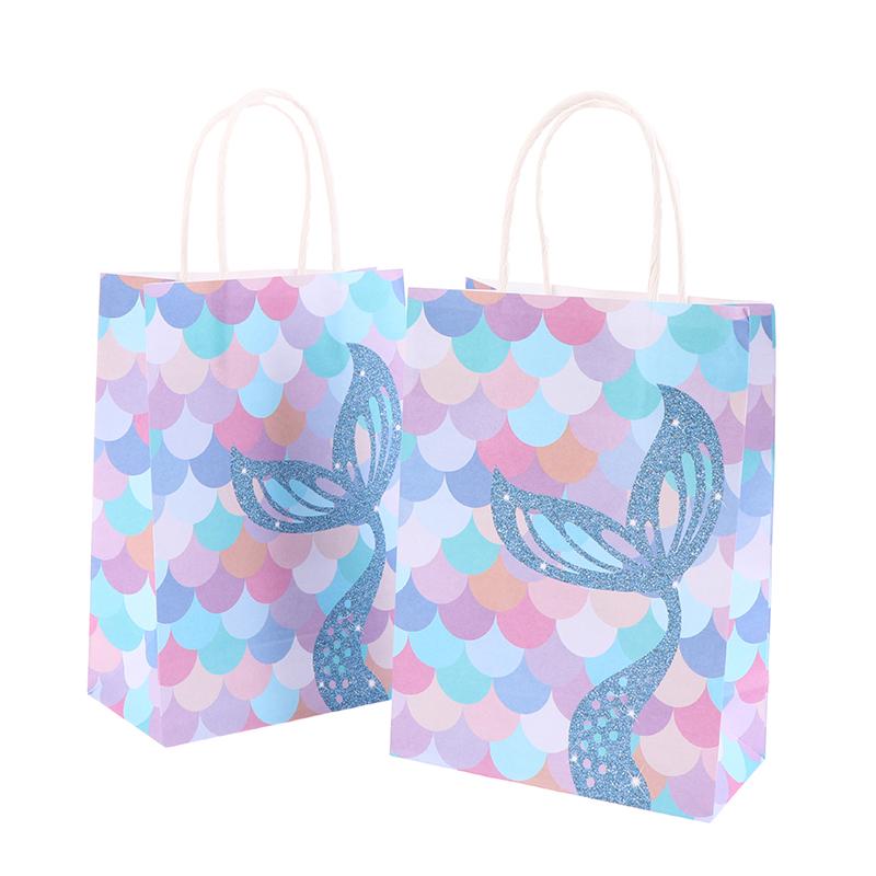 10Pcs Mermaid Tail Paper Gift Bags Mermaid Theme Party Cookie Candy Packaging Bag Wedding Baby Shower Birthday Party Supplies 1