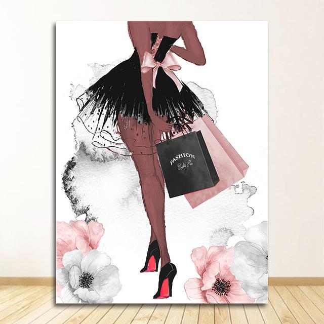 Prints Pink Peony Posters Wall Pictures Home Decor  Poster Perfume Abstract Painting Quotes Perfume Bottle Wall Art Canvas