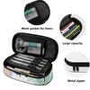 Pencil Bag Roomy Interior Printed Zipper Closure 300D Polyester with Mesh Pocket Removable Divider and Pen Slots for Classroom Use