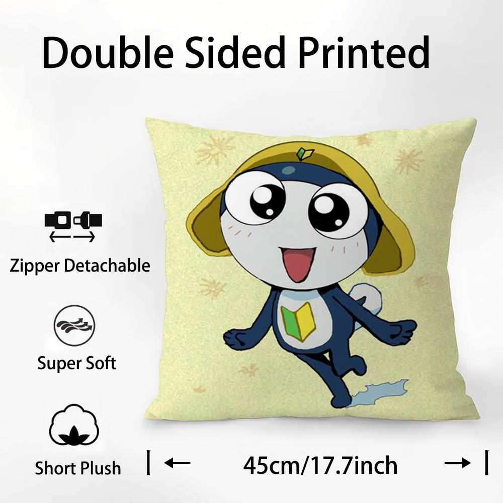 Keroro G-Gunsou Frog Pillow Case Plush Fabric Soft Double Sided Print Sofa Cushion Cover Throw Pillow Covers