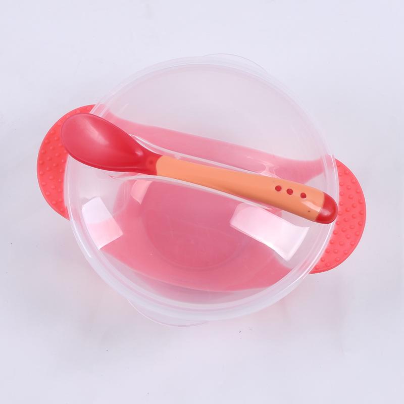 Temperature-Sensing Suction Baby Bowl Set with Double Ears, Non-Slip, Drop-Resistant Children's Training Tableware.