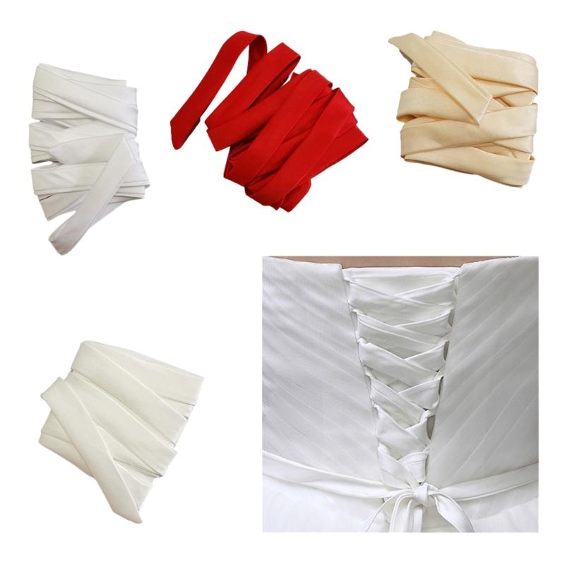 2Pieces Satined Bridal Ribbon Strap Multiuse Ribbon Tie for Wedding Gowns Styling Essential Lace Up Tie for Special Event