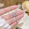 Romantic Star Moon Titanium Steel Necklace Shining Zircon Starry Pendant Tassel Super Fairy High Chic Minority Clavicle