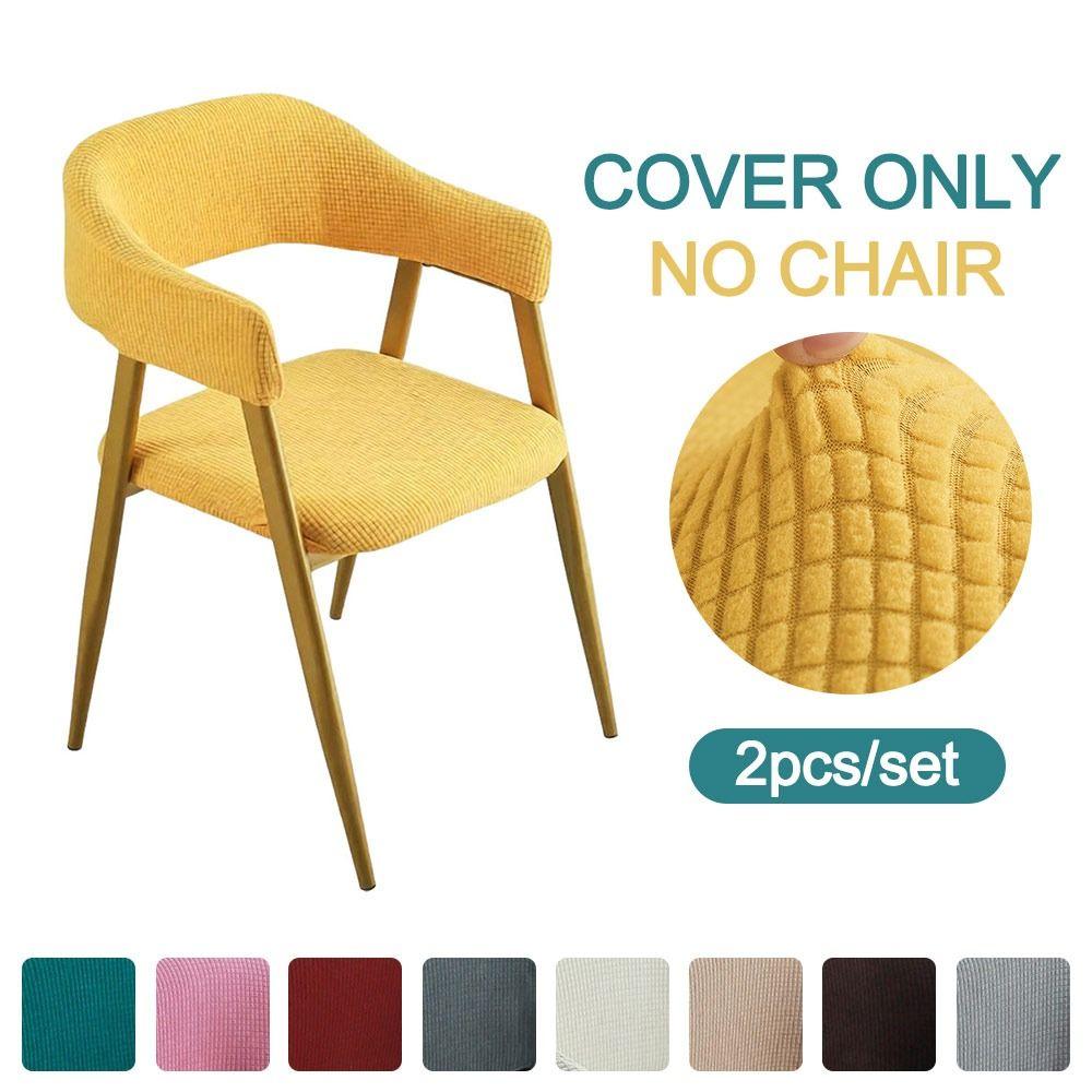 Stretch Fabric Armchair Slipcover Open Back Style Dining Chair Cover Cafe Furniture