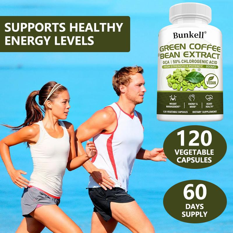 Kaffee-Grüne-Bohne-Extrakt 800mg Nahrungsergänzungsmittel, 120 Kapseln pro Flasche