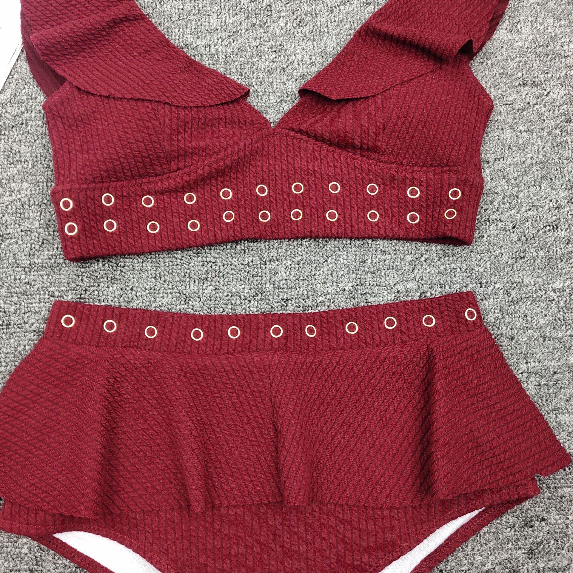 European And American Ruffle Edge Sexy Waist Bikini Beach Bikini S