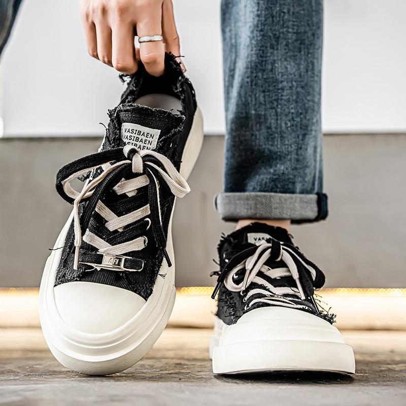 Fashion Summer White Men's Canvas Sneakers Platform Vulcanized Shoes For Men Comfy Breathable Casual Shoes Man Fashion Board Shoes