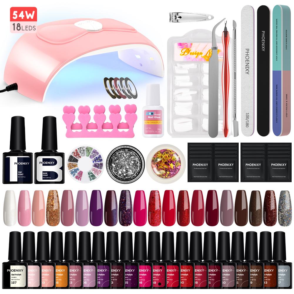 PHOENIXY Gel Nail Polish Kit with U V Light 20 Colors Gel Polish Nail Kit Soak Off Gel Nail Set Manicure Tools Nail Gel Kit Gifts for Women