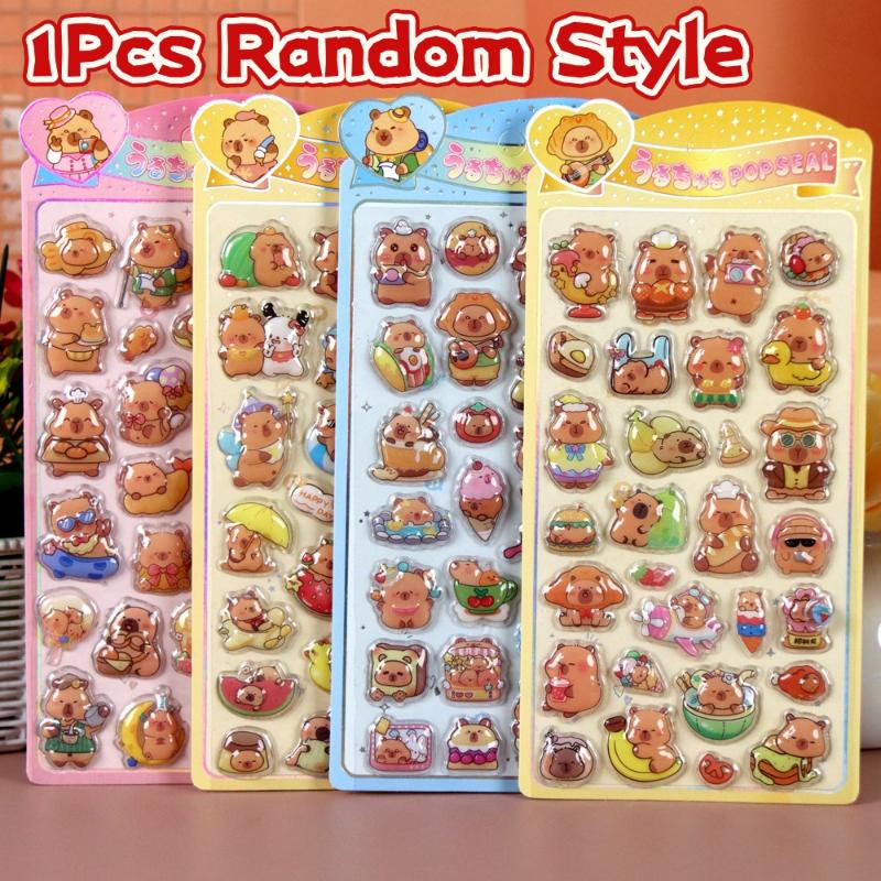 

1/4Pcs Sanrio Capybara 3D Relief Stickers Kawaii Kuromi My Melody Decals Diy Phone Case Laptop Fridge Decoration Sticker