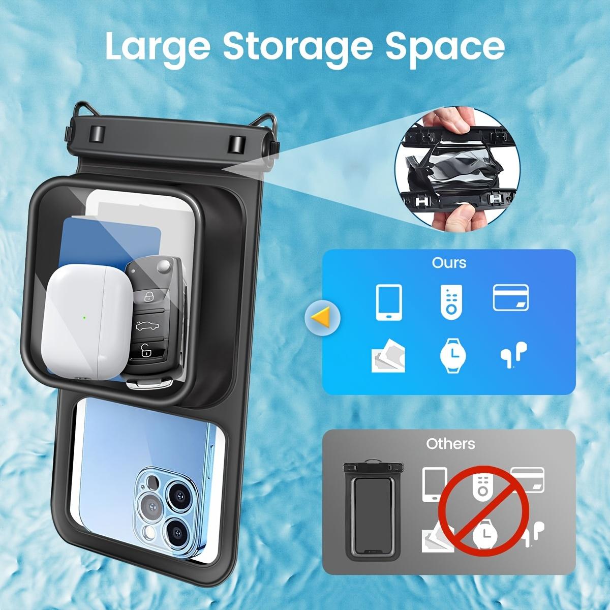 

2 шт. Плавающий водонепроницаемый чехол для телефона - Двойное отделение, прозрачный, противоударный и пескостойкий, Незаменимая вещь для плавания, гребли, каякинга 1PC чёрный