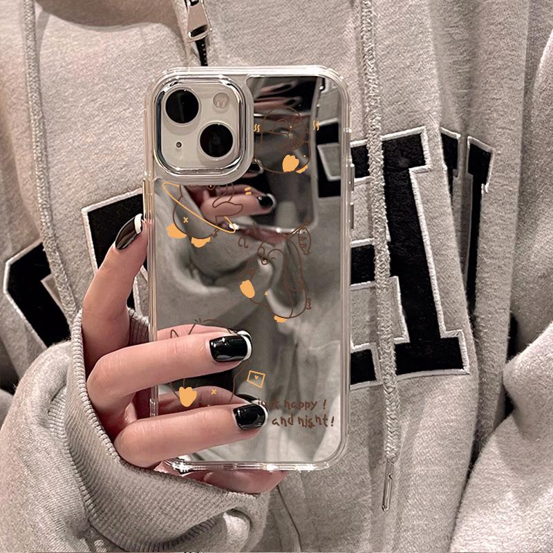 Handyhüllen für iPhone 11 13 XR 15 Pro Max 12 14 Pro Max Hülle iPhone 16 XS Max Spiegel Schutzhülle Mirror Exquisite Cartoon Wasserdicht