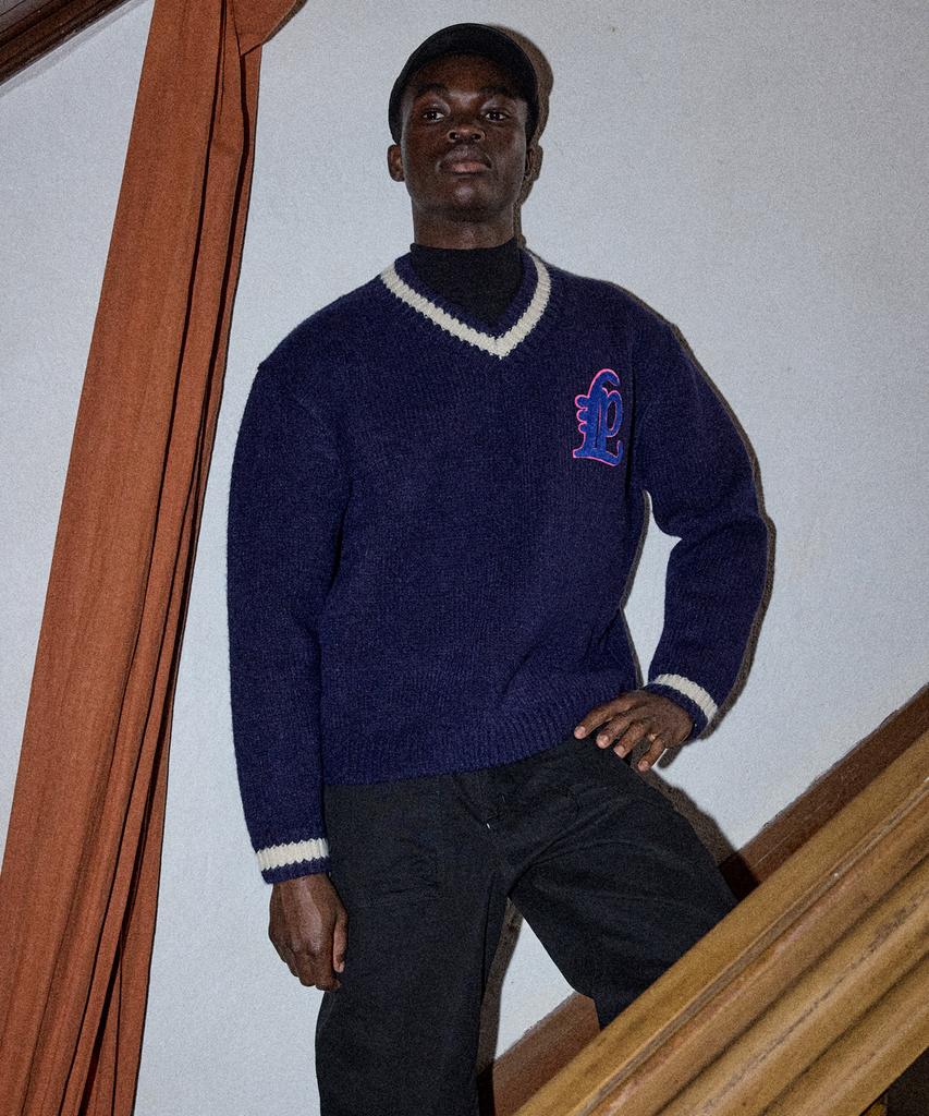 Pilpeu Varsity V-Neck Knit 29(Navy)