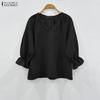 ZANZEA Women Casual V-Neck Solid Color Loose Long Sleeve Blouse