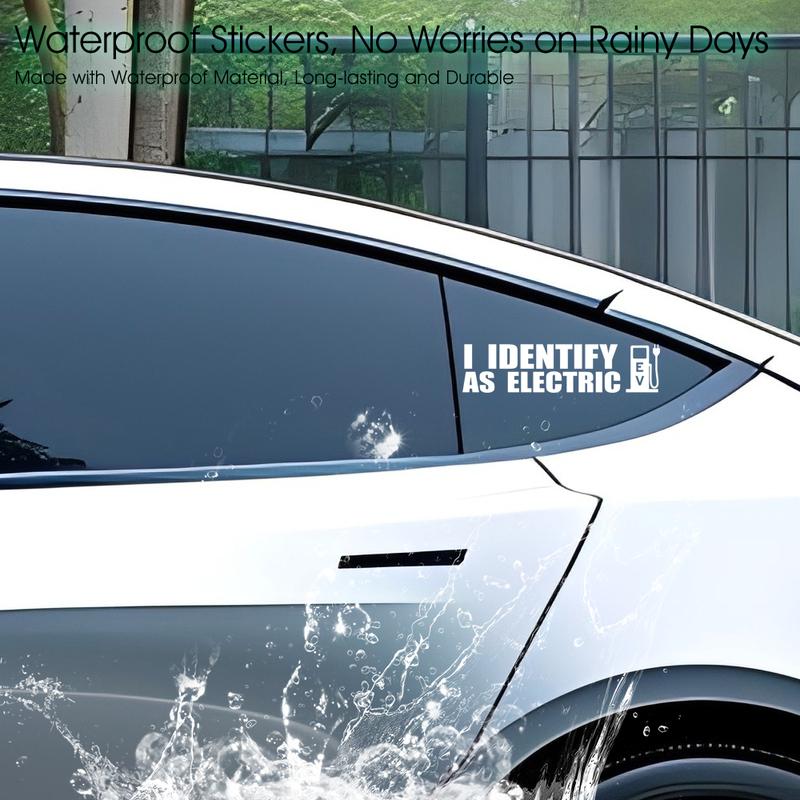 I Identify As A Electric Car Stickers Waterproof Reflective Decal Auto Door Window Rear Windshield Decoration for Tesla BYD
