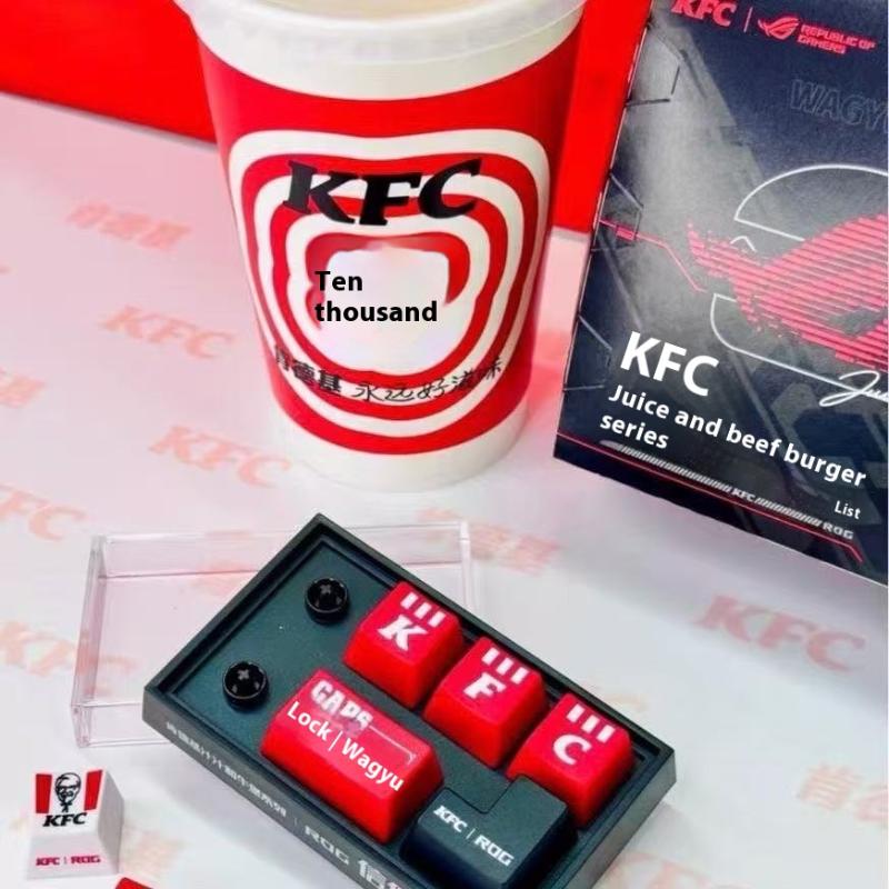 1 Sett Anime Tegneserie Perifer Leketøyssett Kfc Tastehette Mekanisk Tastatur Modell Samling Ornamenter Fans Gaver