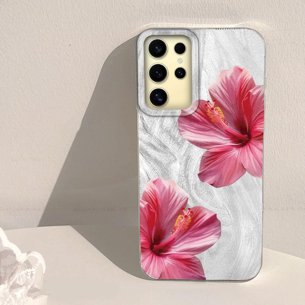 Pink Lily Flower Hard Back Print For Samsung Galaxy S25 Ultra S26 S23 S24 Plus S21 FE S22+ S26+ Shockproof Cover Phone Case Girl