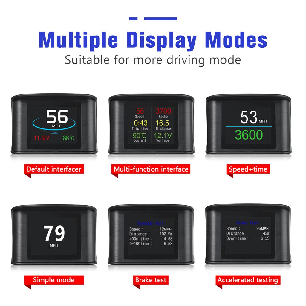 P10 OBD Car Digital Head Up Display OBD2 For HUD Smart Speed Meter On-board Computer RPM Water Temperature Voltage Gauge Display