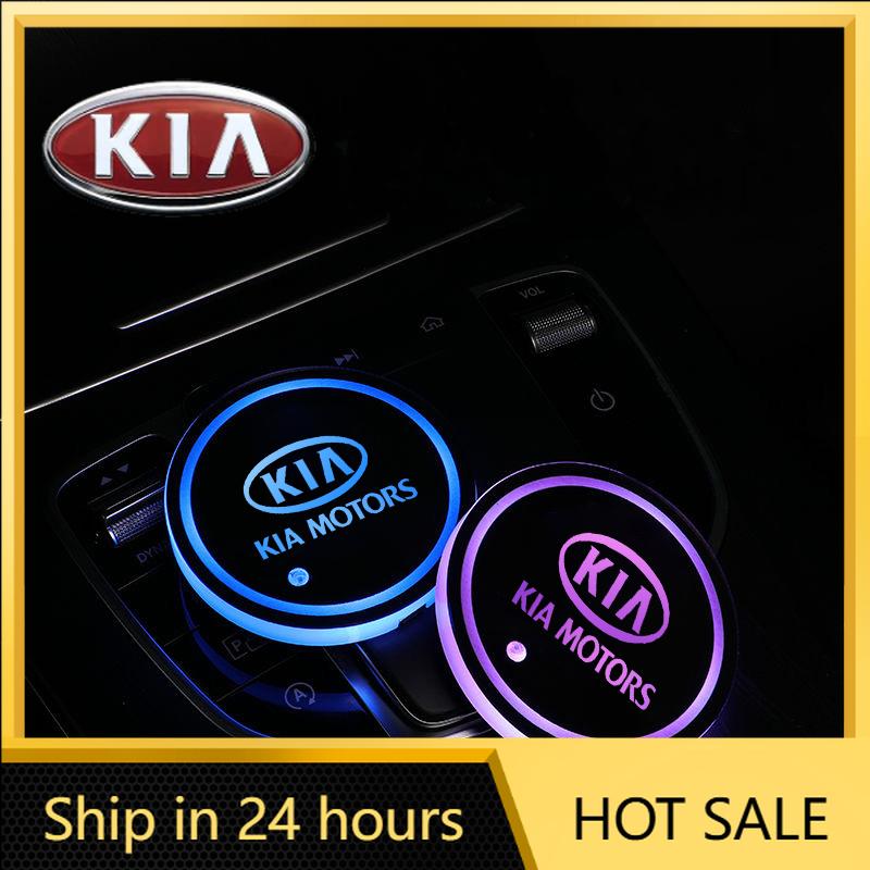 2026 Hot Car Sticker LED Light Car Coasters Light Mats 7 Colors Cup Holder Pad For Kia Sportage Cerato Optima K2 K3 K4 K5 Rio Pi