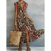 Summer Women Leopard Graphic Print Dress Fashion Elegant Casual Lapel Button Sleeveless Tank Long Dresses Ladies Slim Maxi Dress