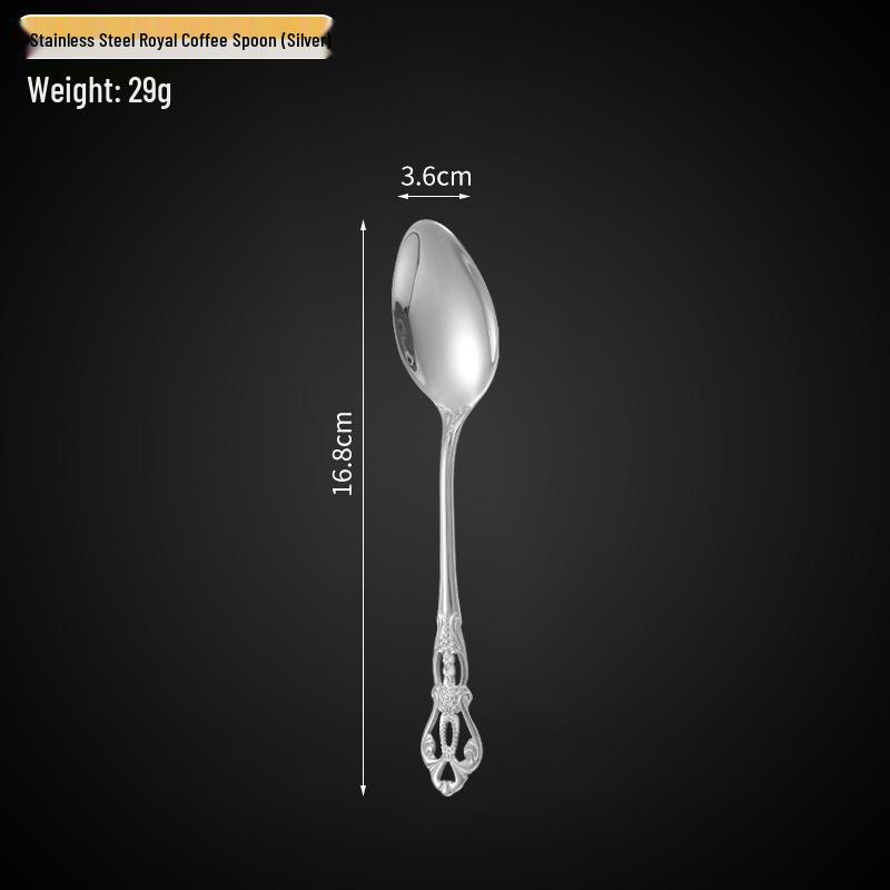 Royal Court 5-Piece Cutlery Set: Vintage Titanium-Plated Gold Stainless Steel Knife, Fork & Spoon with Embossed Hollow Design.
