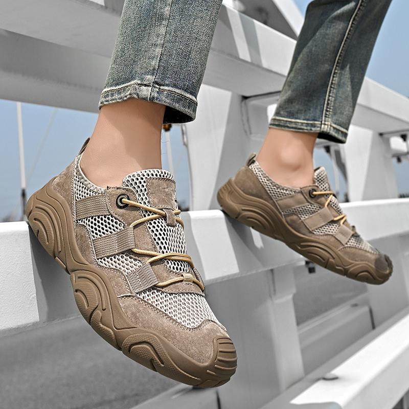 Modne męskie sneakersy z wycięciami Klasyczne męskie mokasyny Oddychające męskie sandały sportowe z siateczki Lekkie buty do chodzenia Płaskie buty outdoorowe na plażę