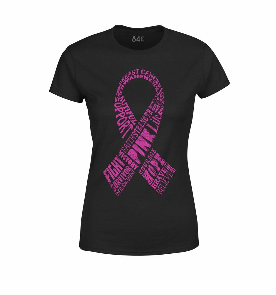 S4E Women's Pink Ribbon T-Shirt Breast Cancer Survivor Fighter Shirts