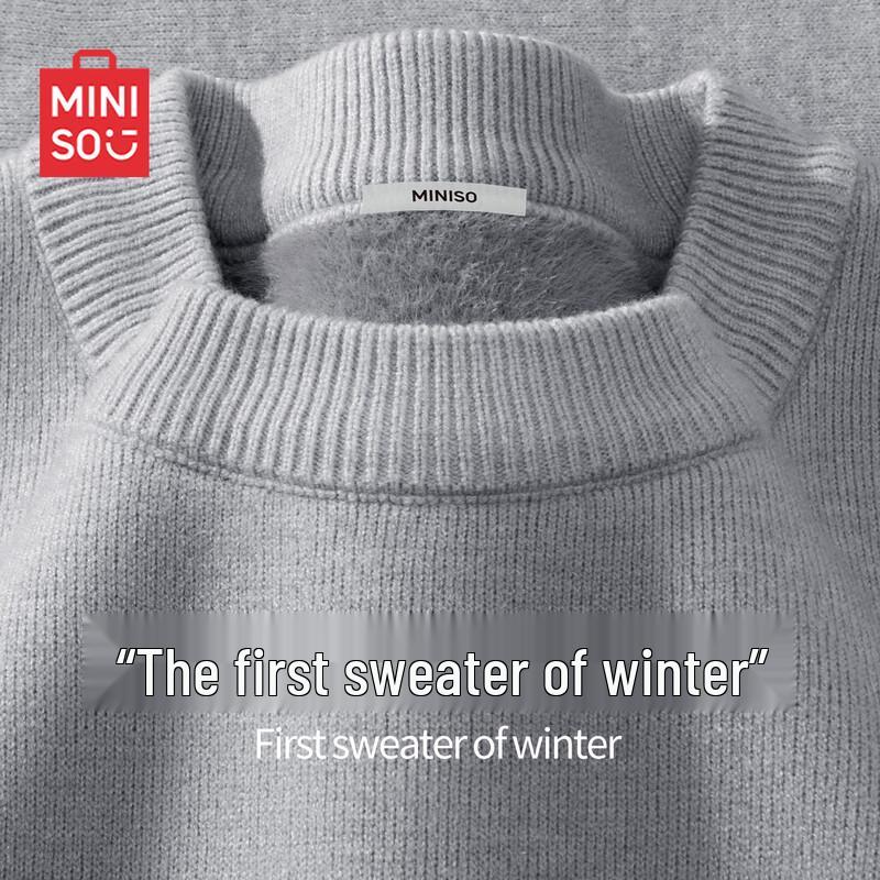 MINISO Men's Fleece-Lined Round Neck Sweater